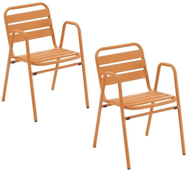 Liadomo Gartenstuhl Lesina (Balkonstuhl, Outdoor, 2 St), Latten-Design, Aluminium orange, stapelbar