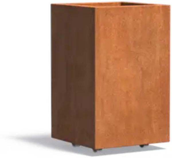 Adezz Pflanzgefäß Carrez mit Rollen aus Corten-Stahl Pflanzkübel Größe 50x50x80 cm