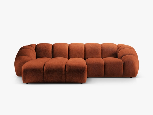 Micadoni Ecksofa Diana 3-Sitzer Links Strukturierter Samtstoff Terrakotta