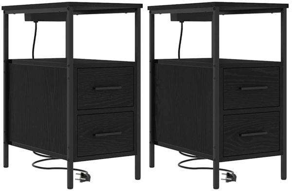 vidaXL Nachttisch 2 pcs Schwarz Eichen-Optik 30 x 48 x 61 cm 859411