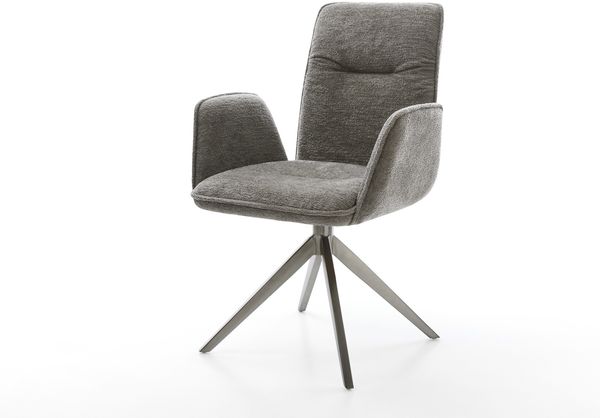 Drehstuhl Vinja-Flex Bouclé Soft Schlamm Kreuzgestell breit Graphit 360° drehbar Wippfunktion