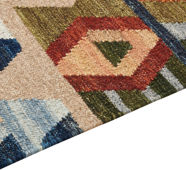 Kelim Teppich Wolle mehrfarbig 80 x 150 cm geometrisches Muster Kurzflor KAGHSI Bild 4