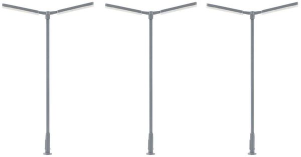 Faller 180122 LED-Kreuzmastleuchte, zweiarmig, kaltweiß, 3 Stück H0