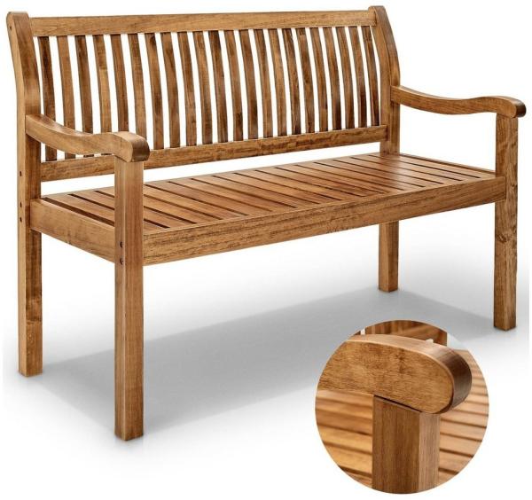 tillvex® Gartenbank Holz Dunkelbraun 125 cm / 2 - 3 Personen Parkbank Massiv Sitzbank Garten Gartenmöbel