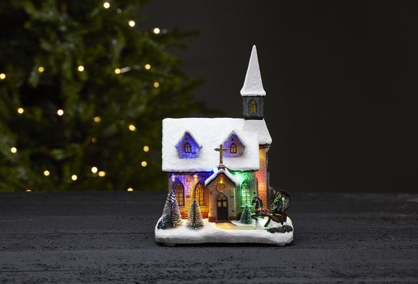 Best Season Chapel LED-Kirche, Kunststoff, Multi, ca. 19 x 27 cm