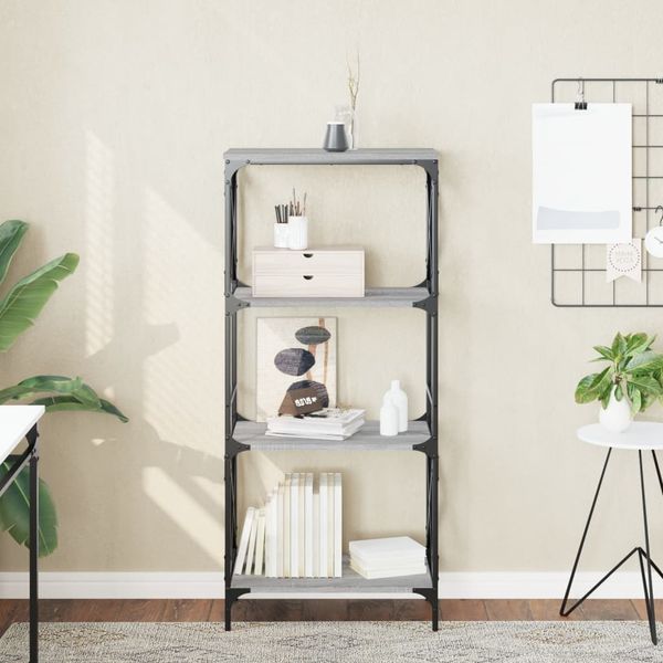 vidaXL Bücherregal 4 Böden Grau Sonoma 59x35x132 cm Holzwerkstoff 837620