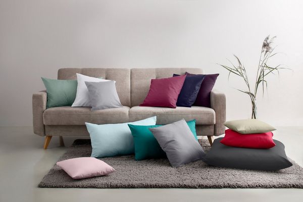 OTTO home Kissenbezüge Luisa, (2 Stück), aus 100% Baumwolle, mit Reißverschluss, atmungsaktiv, uni