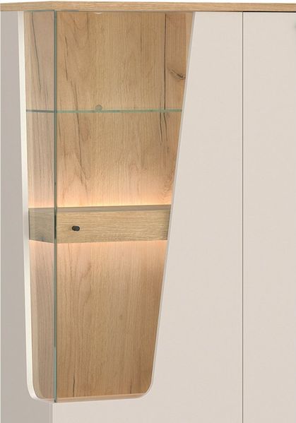Lomadox Highboard CARMONA-129, in kaschmir und Eiche, 95 cm breit, inkl. LED-Beleuchtung