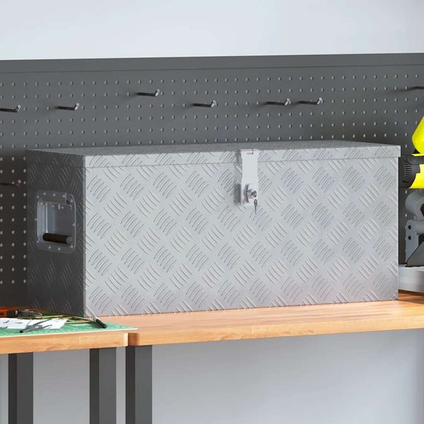 vidaXL Aluminiumkiste 76,5×26,5×33 cm Silbern 142938