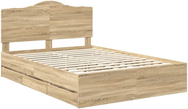 vidaXL Bettrahmen Sonoma-Eiche 140 x 200 cm Ingenieurs Holz 3413410 Bild 4