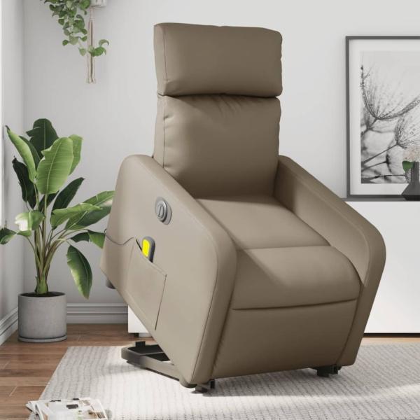 vidaXL Massagesessel mit Aufstehhilfe Elektrisch Cappuccino Kunstleder 3206776