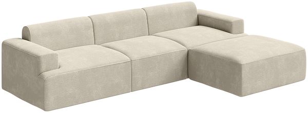 skølm 'Freki' Cloud Sofa 3 Sitzer mit Hocker, Vollschaumcouch mit Federkern und Vakuum-Kompression, kein Aufbau erforderlich, mit 3 Kissen, Cord beige Bild 12