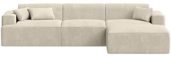 skølm 'Freki' Cloud Sofa 3 Sitzer mit Hocker, Vollschaumcouch mit Federkern und Vakuum-Kompression, kein Aufbau erforderlich, mit 3 Kissen, Cord beige Bild 2