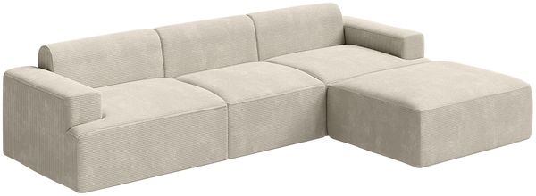 skølm 'Freki' Cloud Sofa 3 Sitzer mit Hocker, Vollschaumcouch mit Federkern und Vakuum-Kompression, kein Aufbau erforderlich, mit 3 Kissen, Cord beige Bild 10