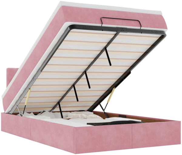 vidaXL Ottoman-Bett mit Matratze Rosa 120x190 cm Samt 3311836