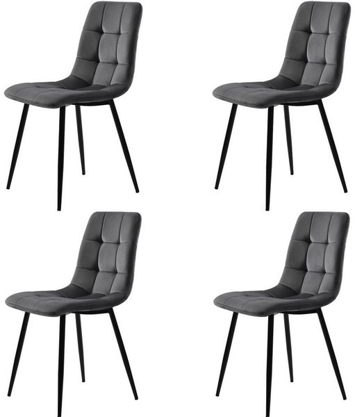 YNOFIT 4-Fußstuhl Polsterstuhl(4St), Küchenstuhl mit Rückenlehne, Sitzfläche aus Samt Gestell aus Metall