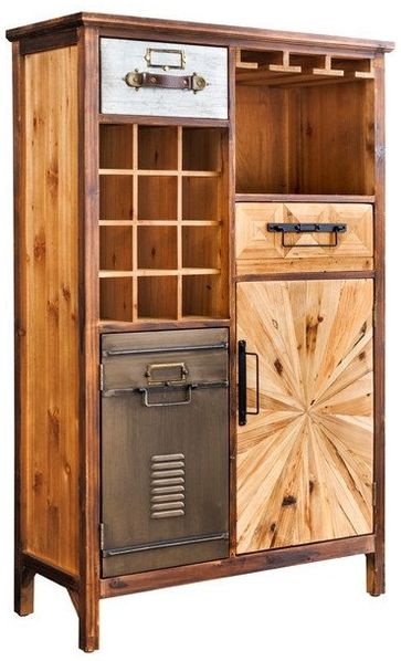 riess-ambiente Barschrank ATELIER 120cm natur - Pinienholz, Metall-Vintage-Bar, Gläseraufhängung (Einzelartikel, 1-St) Authentischer Weinregal - ideal für Küche, Esszimmer oder Loft-Wohnung Bild 2
