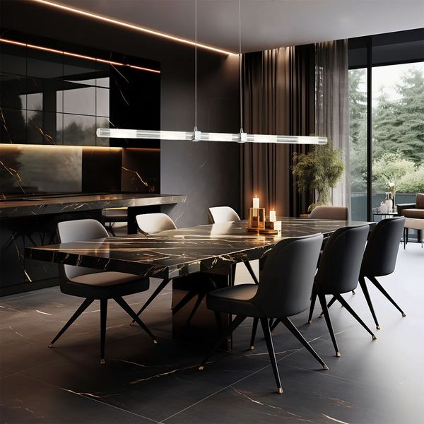 LED Hängeleuchte, Chrom, Glas teilsatiniert, L 100 cm