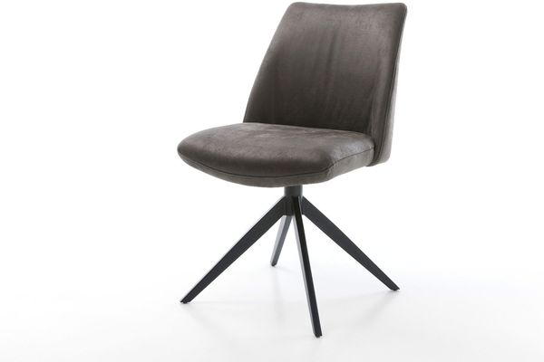 Drehstuhl Elso-Flex Mikrofaser Anthrazit Vintage Kreuzgestell breit Schwarz 360° drehbar Wippfunktion Taschenfederkern