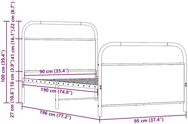 vidaXL Bettgestell ohne Matratze 90x190 cm Sonoma-Eiche Holzwerkstoff 4100268 Bild 9