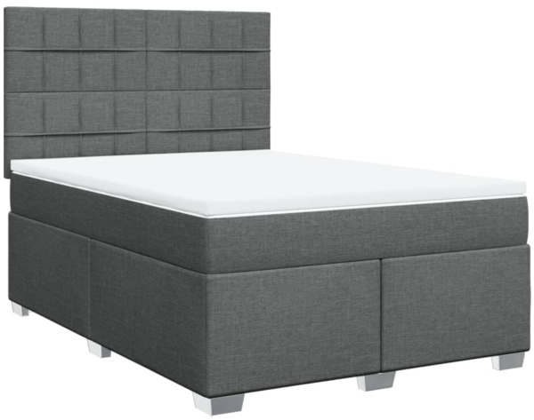 vidaXL Boxspringbett mit Matratze Dunkelgrau 140x200 cm Stoff 3290512