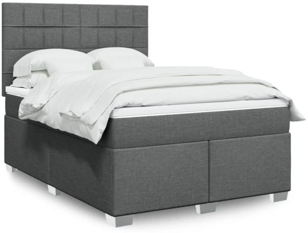 vidaXL Boxspringbett mit Matratze Dunkelgrau 140x200 cm Stoff 3290512