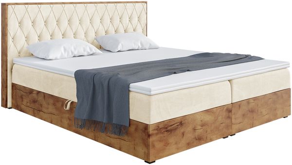 MEBLINI Boxspringbett LOFTY 6 140x220 cm mit Bettkasten - H4/Beige Samt Polsterbett - Doppelbett mit Topper & Taschenfederkern-Matratze Bild 2