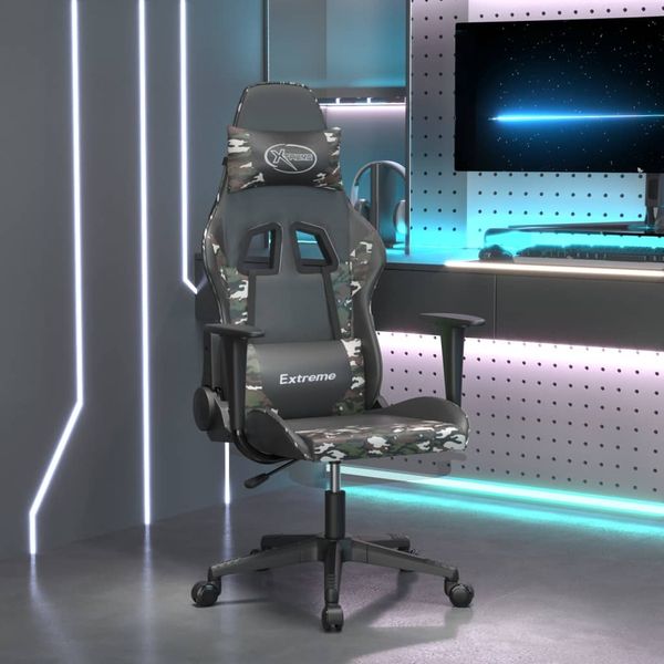 Gamingstuhl mit Massage Fußstütze Schwarz Tarnfarben Kunstleder, Drehbar [345468]