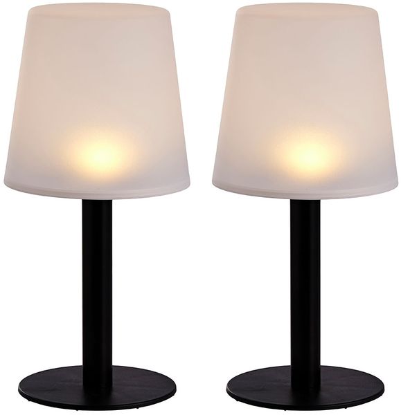 2x LED Solarleuchte, Tischlampe, schwarz weiß, H 31 cm
