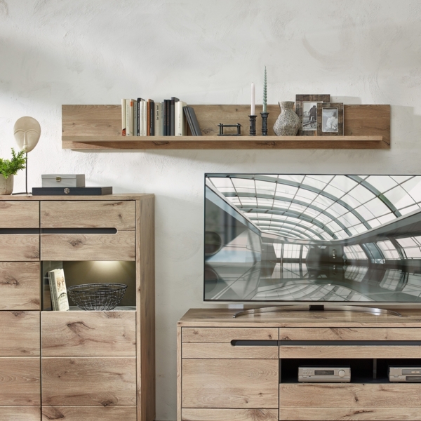 Wandboard >Bellano< in Viking Oak Dekor, Spannplatte - 185x25x22cm (BxHxT) Bild 3