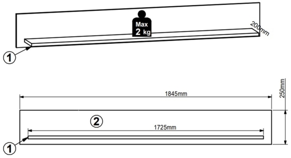 Wandboard >Bellano< in Viking Oak Dekor, Spannplatte - 185x25x22cm (BxHxT) Bild 5
