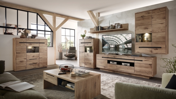 Wandboard >Bellano< in Viking Oak Dekor, Spannplatte - 185x25x22cm (BxHxT) Bild 7