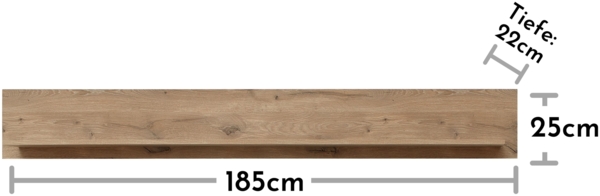 Wandboard >Bellano< in Viking Oak Dekor, Spannplatte - 185x25x22cm (BxHxT) Bild 4