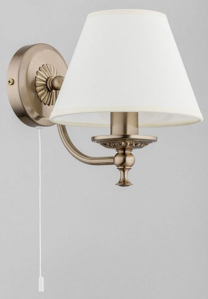 Licht-Erlebnisse Wandleuchte JURIDA, ohne Leuchtmittel, Zugschalter H: 21 cm in Messing Antik Creme E14 Jugendstil