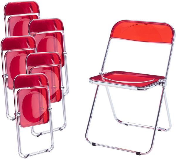 Klappstuhl Pornainen 6er Set Rot, transparent [en. casa]