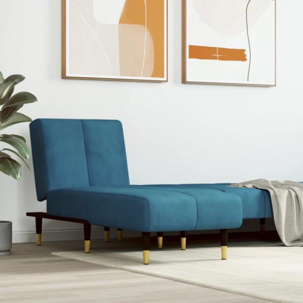 Chaiselongue Blau Samt (Farbe: Blau)