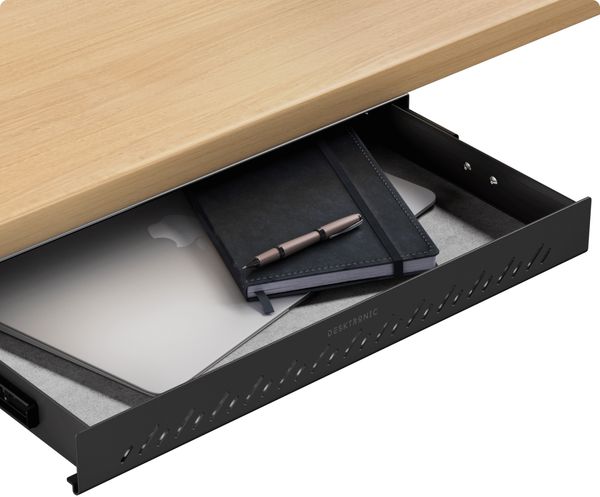 Schubladen-Organizer unter dem Schreibtisch, 41x27x5cm, Hochwertiger Stahl, Ausziehbarer Platzsparer Schwarz