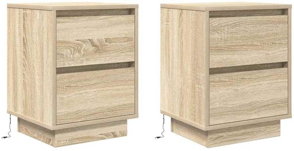 vidaXL Nachttische mit LED-Leuchten 2 Stk. Sonoma-Eiche 38x34x50 cm 861288 Bild 3