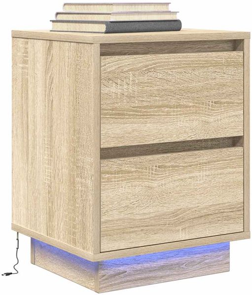 vidaXL Nachttische mit LED-Leuchten 2 Stk. Sonoma-Eiche 38x34x50 cm 861288 Bild 6