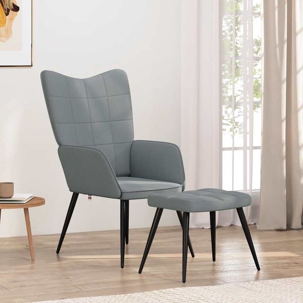 vidaXL Relaxsessel mit Hocker Hellgrau Stoff [327952]