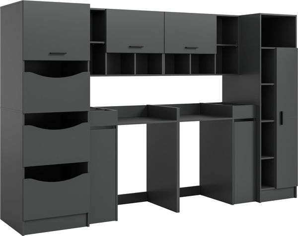 welltime Badmöbel-Set FALAS, 8-teilig, Hauswirtschaftsraum Set, Breite 300 cm, (Set, 8-St, Wäscheschrank, Hängeschrank,Standregal, Umbauschrank, Mehrzweckschrank), Kombination, Waschmaschinenumbau, Waschmaschinenschrank, Wäschekammer