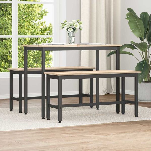 vidaXL Esstischbank Natur 100 x 32,5 x 49 cm Massives Kiefernholz 873786