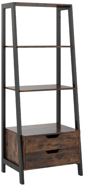 COSTWAY Bücherregal, Holz, Leiterregal stehend, mit Regalen & Schubladen