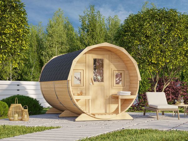 Fjordholz Fass-Sauna Modell Alvin Natur