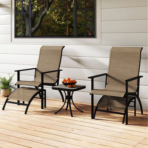 COSTWAY Balkonset, (5-tlg), Adirondack-Stuhlset mit Fußhockern, Beistelltisch