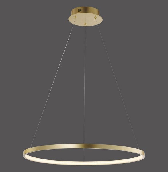 Licht-Erlebnisse Pendelleuchte GREVON, LED fest integriert, Warmweiß, LED Metall H: max. 120 cm rund Ø 60 cm in Gold 3670 lm Modern
