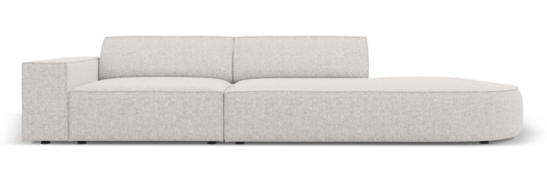 Micadoni 3-Sitzer Sofa Jodie offen runde Recamiere Rechts Chenille Haga Hellgrau