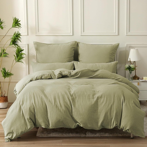 SOULFUL Doppelte Musselin Bettwäsche 200x200 Baumwolle Jaspis-Grau