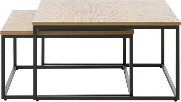 Satztisch >CESURA< (2er Set) in Eiche-Dekor, schwarz - 68/35/68 cm / 75/40/75 cm (B/H/T)