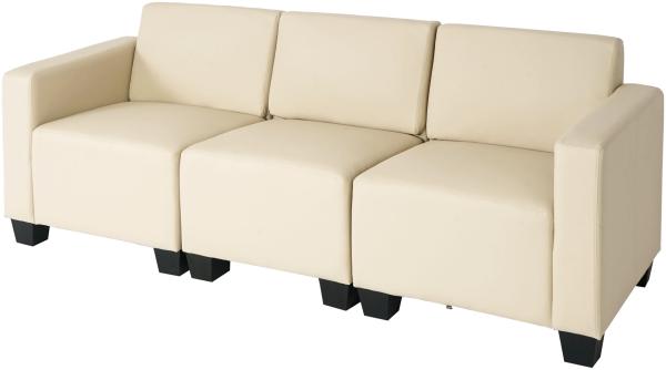 Modular 3-Sitzer Sofa Couch Lyon, Kunstleder ~ creme